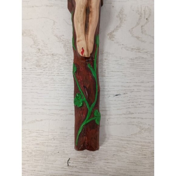 Vintage Ceramic Cross Crucifix Jesus Christ Hand Painted Wall Hanging Religious - Picture 4 of 9